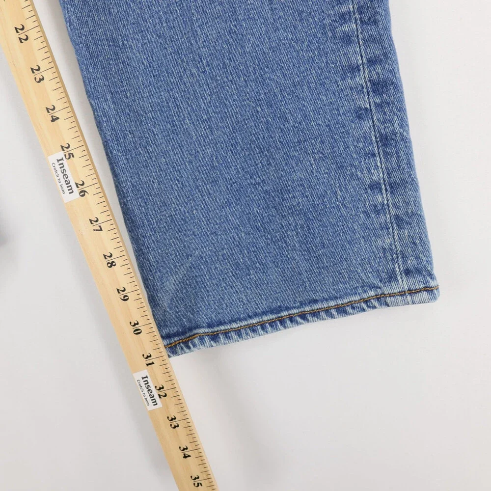 Levis 501 Jeans Mens 34x32 Blue Medium Wash Straight Leg Button Fly Stretch